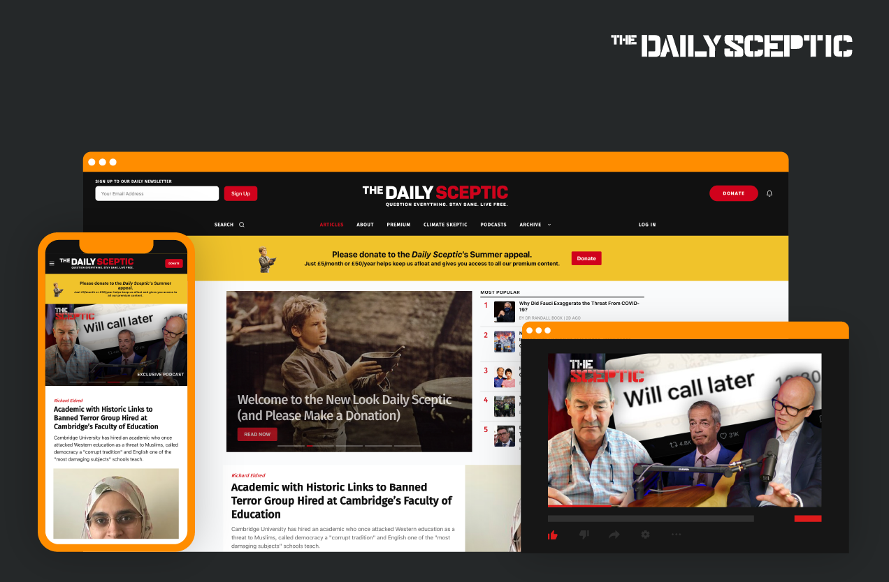 The Daily Sceptic platform overview.